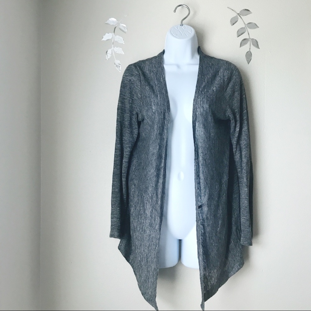 Linen Cardigan Gray Size Medium Open Front